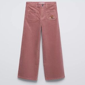 Zara - Velvet Sailor Pants with embroidered floral pocket